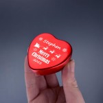 Personalised Merry Christmas Heart Shaped Tin Gift For Daughter