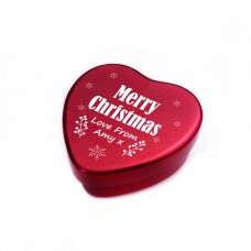 Personalised Merry Christmas Heart Shaped Tin Gift For Mum Dad