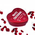 Personalised Merry Christmas Heart Shaped Tin Gift For Mum Dad