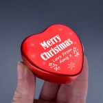 Personalised Merry Christmas Heart Shaped Tin Gift For Mum Dad