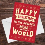 Christmas Card For Greatest Mum In The World Mum Christmas Card