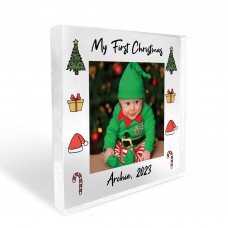 My First Christmas Gift Personalised Photo Block 1st Christmas