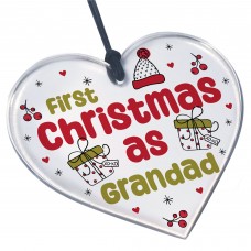 Christmas Decoration 1st Christmas As Grandad Gift Acrylic Heart