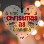 Christmas Decoration 1st Christmas As Grandma Gift Acrylic Heart
