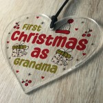 Christmas Decoration 1st Christmas As Grandma Gift Acrylic Heart