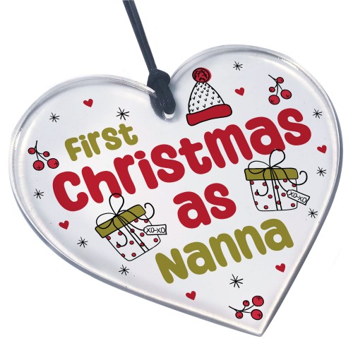 Christmas Decoration 1st Christmas As Nanna Gift Acrylic Heart