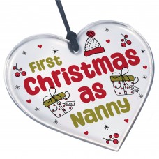 Christmas Decoration 1st Christmas As Nanny Gift Acrylic Heart