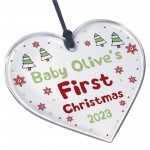 Personalised Babys First Christmas Decoration Heart Baby Girl