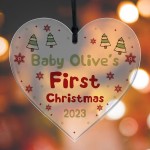 Personalised Babys First Christmas Decoration Heart Baby Girl