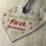 Personalised Babys First Christmas Decoration Heart Baby Girl