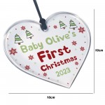 Personalised Babys First Christmas Decoration Heart Baby Girl