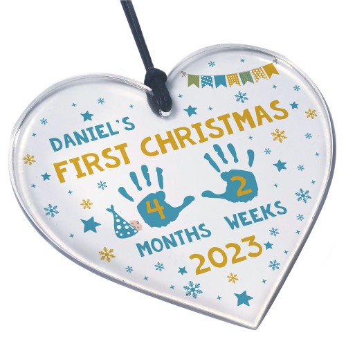 First Christmas Decoration For Baby Boy Girl Personalised Heart First Christmas Decoration For Baby Boy Girl Personalised Heart