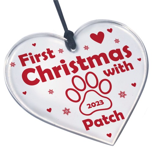 1st Christmas With Dog Puppy Personalised Christmas Decoration