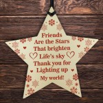 Friendship Wooden Star Hanging Bauble Gift For Christmas
