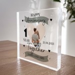 1st Anniversary Gift Personalised Photo Block Boyfriend