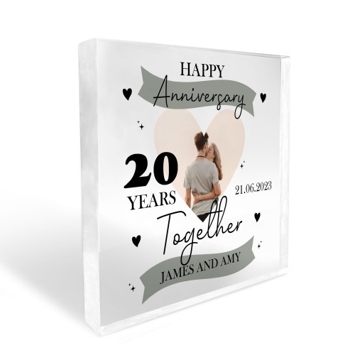 20th Wedding Anniversary Gift Personalised Photo Block Husband