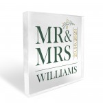 Wedding Gifts Personalised Mr And Mrs Gift Acrylic Block