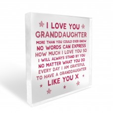 Granddaughter Gifts I LOVE YOU Plaque Granddaughter Christmas