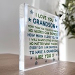Grandson Gifts I LOVE YOU Plaque Grandson Christmas Birthday