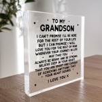 Grandson Gifts For Christmas Birthday TO MY GRANDSON Plaque Gift