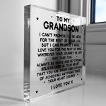 Grandson Gifts For Christmas Birthday TO MY GRANDSON Plaque Gift