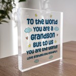 Grandson Gift Keepsake Block Christmas Birthday Gift