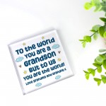 Grandson Gift Keepsake Block Christmas Birthday Gift