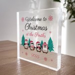 Personalised Christmas Ornament Welcome To Sign Surname Plaque
