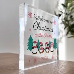 Personalised Christmas Ornament Welcome To Sign Surname Plaque