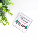 Personalised Christmas Ornament Welcome To Sign Surname Plaque