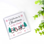 Personalised Christmas Ornament Welcome To Sign Surname Plaque