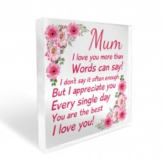 Mum Gift For Christmas Birthday Acrylic Block Mum Gifts