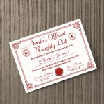 Official Naughty List Certificate From Santa Claus Funny Joke