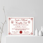 Official Naughty List Certificate From Santa Claus Funny Joke