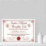 Official Naughty List Certificate From Santa Claus Funny Joke