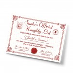 Official Naughty List Certificate From Santa Claus Funny Joke