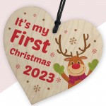 My First Christmas Hanging Wooden Bauble Tree Decoration Gift