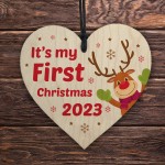 My First Christmas Hanging Wooden Bauble Tree Decoration Gift
