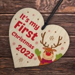 My First Christmas Hanging Wooden Bauble Tree Decoration Gift