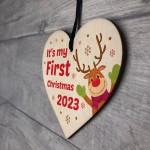My First Christmas Hanging Wooden Bauble Tree Decoration Gift