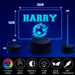 Football PERSONALISED LED 16 Colour Kids Bedroom Decor Gift