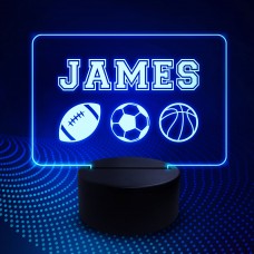 Boys Bedroom Decor LED Colour Changing Sign Football Basketball