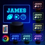 Boys Bedroom Decor LED Colour Changing Sign Football Basketball