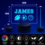 Boys Bedroom Decor LED Colour Changing Sign Football Basketball