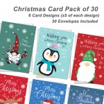 30 Pack of Christmas Cards Multipack Novelty Cards For Friends