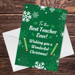 Christmas Cards For Best Teacher Nursery School Teacher Thankyou