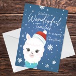 Cute Childrens Kids Christmas Card For Teacher Thank You Card