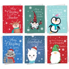 Pack of 6 Christmas Cards For Teacher Nursery Teachers Preschool
