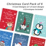 Pack of 6 Christmas Cards For Teacher Nursery Teachers Preschool