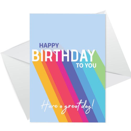 Happy Birthday Card Fun Rainbow Card For Him Her